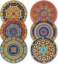 vancasso Bohemian Dessert Plates Set of 6, 8.5 Inch Ceramic Salad Plates, Boho Small Dinner Plates, Colorful Printed Kitchen Plate for Breakfast, Microwave & Dishwasher Safe Dishes, Series KRVI