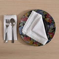 FINGERCRAFT Dinner Cloth Napkins in 100% Cotton, 12 Pieces Small Table Napkin Cloth,12 inches, Mitered Corners for Every Day Use Christmas Napkins Cloth Good Absorbency Lace White