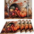 Thanksgiving Pumpkin Placemats Set of 4 Washable Table Place Mats for Dining Kitchen Party Decor