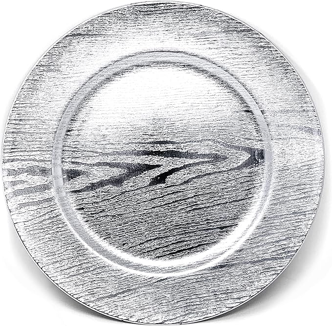 allgala Heavy Quality Round Charger Plates - Chargers for Dinner Plates - Set of Charger Plates for Table Decor - Ideal for Weddings, Thanksgiving Parties & Holidays - Grain Silver (13-Inch 48-Pack)