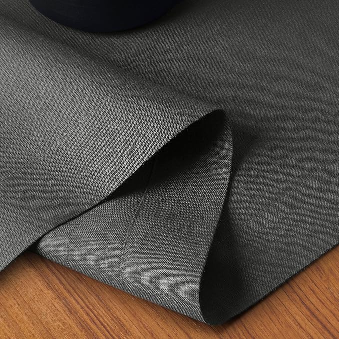 D'Moksha Homes Linen Charcoal Grey Table Runner 108 Inches Long - 100% Pure Linen Dining Table Runner 14 x 108 Inch for Spring, Easter - Machine Washable