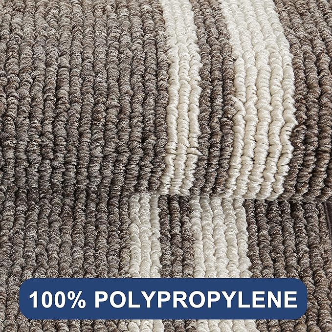 COSY HOMEER Kitchen Rugs Non-Slip 20x30/20x48 Inch Thick Polypropylene Standing Mat for Home Machine Washable, Brown Frame