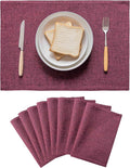 Home Brilliant Red Placemats Set of 8 Cloth Placemat for Holiday Valentine's Day Heat Resistant Dining Table Mats Kitchen Washable Place Mats, Wine Red