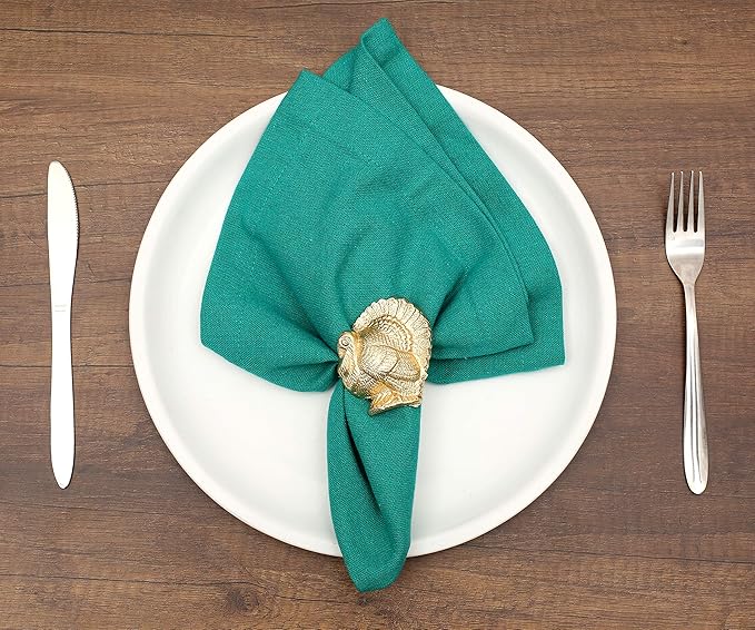 ALPHA Living HOME Turkey Bird Gold Napkin Rings Set of -12 for Dinner Parties, Weddings Receptions, Family Gatherings, or Everyday Use - Set Your Style with Daily Use Table Décor Accessories
