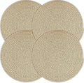 Kochorie Set of 4 Round Woven Cotton Placemats, 13 Inch Boho Table Mats for Kitchen and Dining Table, Farmhouse Heat Resistant Washable Trivets, Fall Thanksgiving Christmas Décor (Brown)