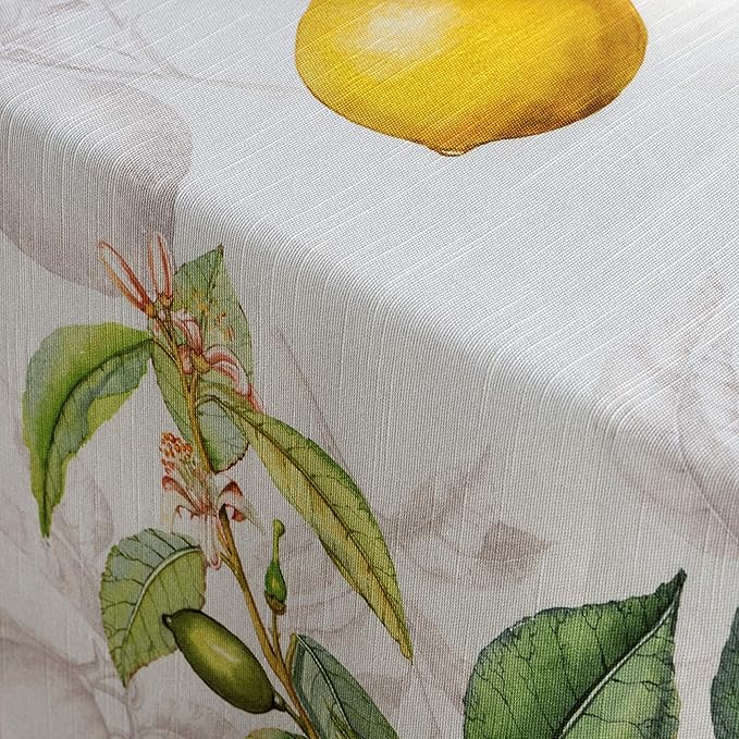 Maison d' Hermine Table Cloth Rectangle Table 100% Cotton 60 x 90 Inches Tablecloth Reusable Decorative for Dining Room Farmhouse Home Valentines Day Decorations Spring Summer - Limoncello