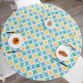 Walrus Round Vinyl Fitted Tablecloth with Flannel Backing Elastic Edge Design Table Cover Waterproof Oil-Proof PVC Table Cloth Stain-Resistant Best for 32"-36" Round