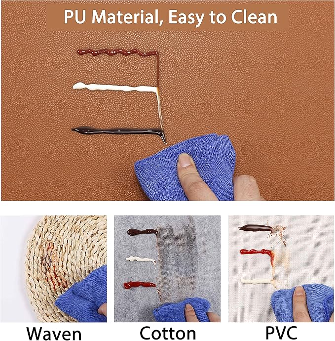 Fall Placemats Set of 2 Wipeable Table Mats Easy to Clean Waterproof Kitchen Mats for Dining Table Outdoor Indoor (2, Brown)