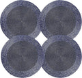 Lightnpro Farmhouse Beaded Placemats Set of 4 - Round Table Chargers - Decorative Handmade Beaded Placemats by Skilled Artisans - Elegant Table Décor for Dining & Special Occasions - 13 Inch Navy